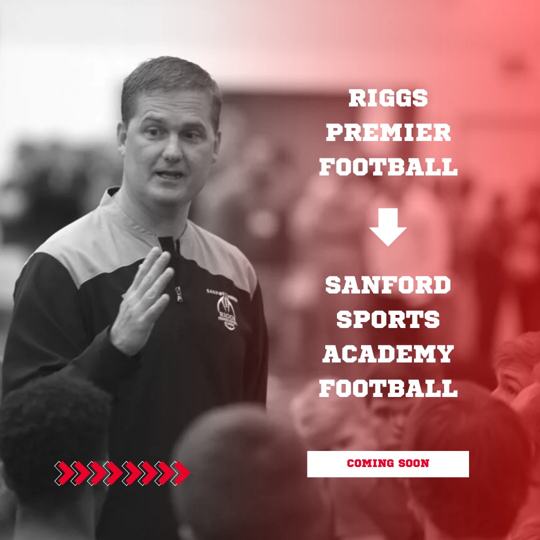 We have some exciting news... @riggsfootball is now officially Sanford Sports Academy Football! Stay tuned as we continue to update Riggs Premier Football's social media handles to reflect this new chapter and head on over and follow @sanford_fb 🏈 #sanfordsports