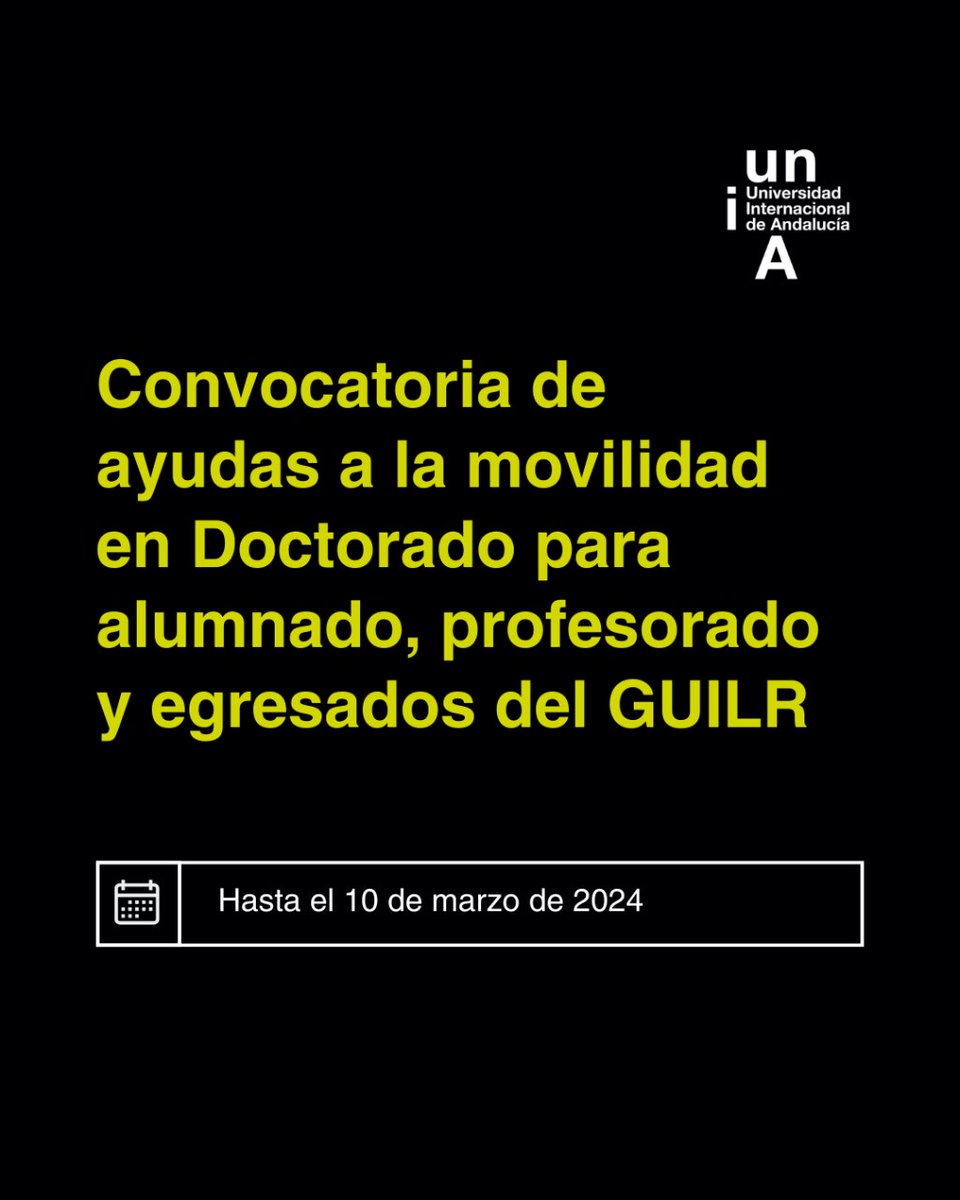 🔔 ¡Últimos días para solicitar las ayudas a la movilidad en #Doctorado!  💼🎓 Si quieres realizar una estancia en una universidad andaluza o del Grupo La Rábida, no pierdas esta oportunidad. 🌐 unia.es/noticias/la-un… #MovilidadAcadémica #somosUNIA