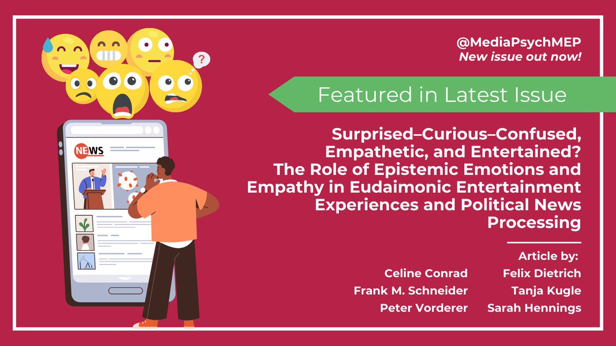 MediaPsychMEP (@mediapsychmep) on Twitter photo Can soft news foster desirable outcomes such as information seeking & knowledge acquisition? <a href="/Felix_Dietrich/">Felix Dietrich (@felix@fediscience.org)</a> et al. examine how political news can spur epistemic emotions, empathy & entertainment experiences that enable information behavior & knowledge.🧠💡tinyurl.com/mtn24ezy Can soft news foster desirable outcomes such as information seeking & knowledge acquisition? <a href="/Felix_Dietrich/">Felix Dietrich (@felix@fediscience.org)</a> et al. examine how political news can spur epistemic emotions, empathy & entertainment experiences that enable information behavior & knowledge.🧠💡tinyurl.com/mtn24ezy