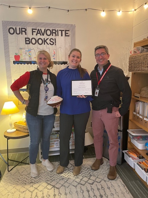 k12albemarle's tweet photo. Brittany Mullinex of AHES has received a Game Changer award! When a colleague worried that a student might fall behind in his academics, Ms. Mullinex stepped up and offered part of her planning period to work one-on-one with the student on reading skills. Thank you, Ms. Mullinex! https://t.co/rkECFiw35L