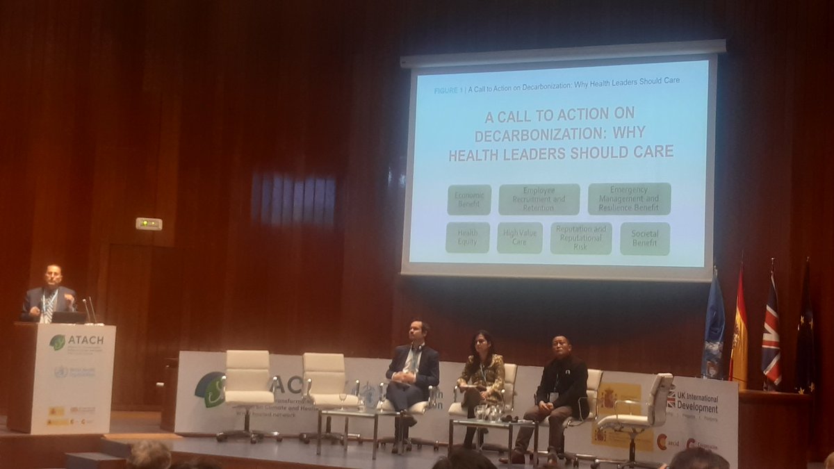 Trick question: How can we make our #health systems better #quality AND more #climate friendly and #sustainable? @HardeepSinghMD presents the answers at #ATACH meeting in Madrid! @DrMariaNeira @WHO - excellent work!