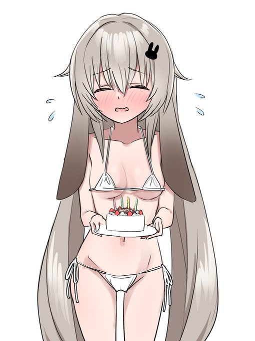 ケーキで性癖暴露さんを祝うラビちゃんのイラスト 