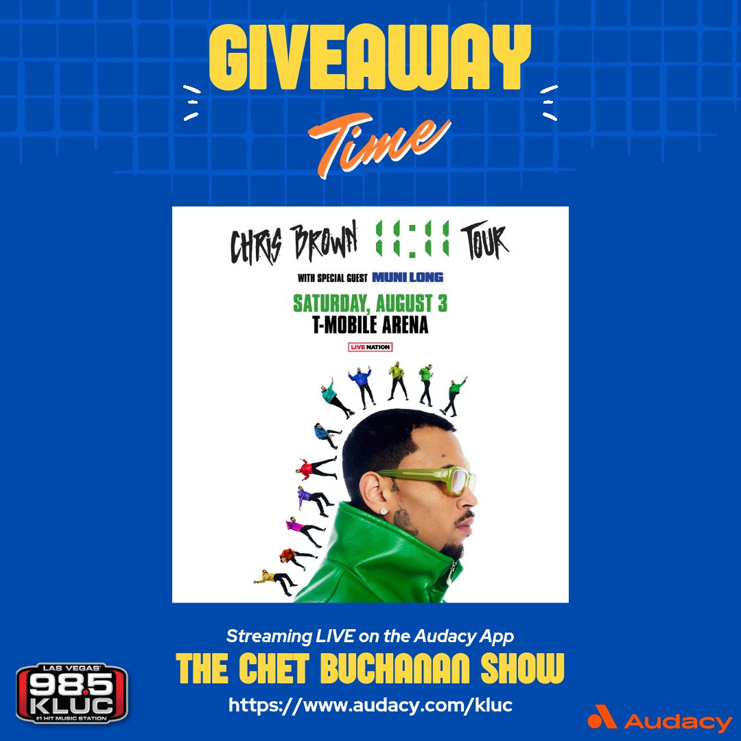 🚨 Just Annouced 🚨 Chris Brown will be bringing his 11:11 Tour to @tmobilearena on Saturday August 3rd & we have your first chance to win tickets all week long before tickets go on sale next Monday! Tune into the @chetbuchanan show right now on the free @audacy app!