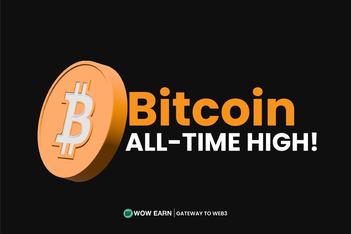 #Bitcoin breaks barriers, hitting an all-time high and redefining financial landscapes!  

Are you riding the surge?🌍💥 

#BitcoinSurge #RecordBreaking