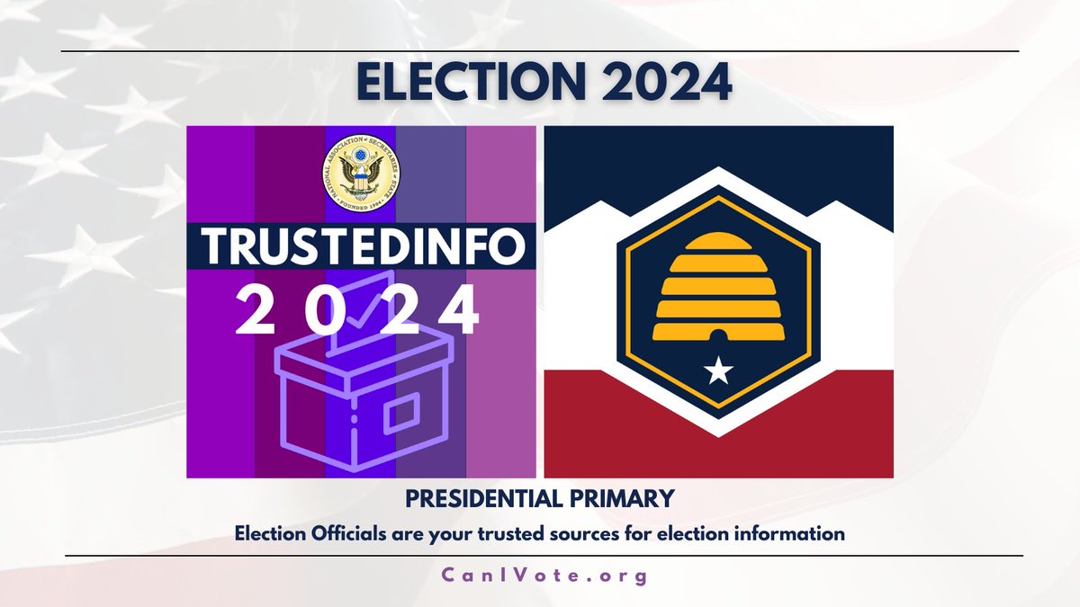 @SecretaryOfMass @VotingInMass @MNSecofState @tnsecofstate @TXsecofstate @VoteTexas @VermontSOS Get #TrustedInfo2024 on #Utah's #SuperTuesday Presidential Primary from @LGHendersonUtah. Voters can check out their 'Resources for Voters' page to easily access the information they need➡️🔗vote.utah.gov/additional-res…