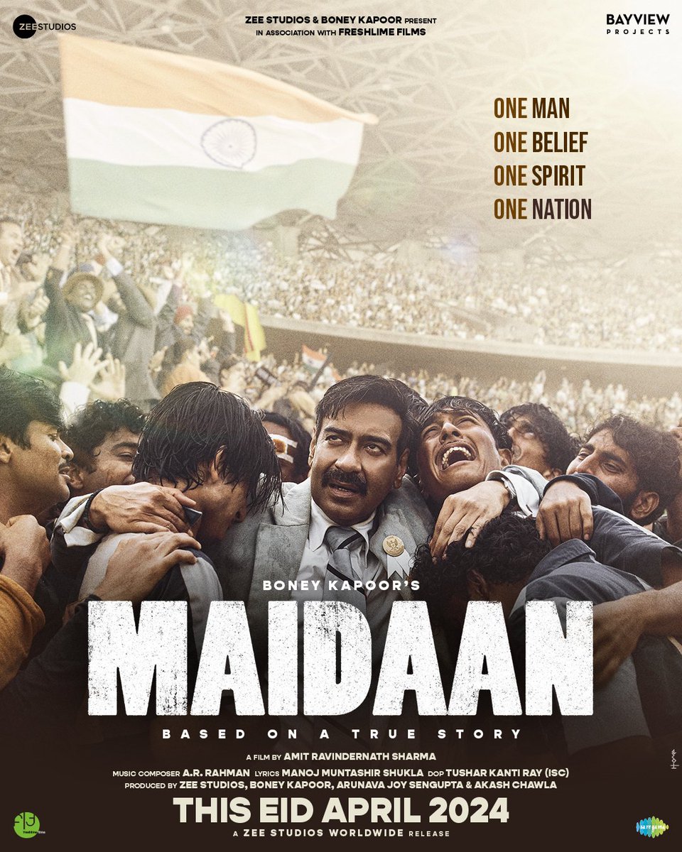 New poster of superstar #AjayDevgn from his much delayed sports drama #Maidaan.

#MaidaanTrailer will be out on 7th March 2024.

Eid 2024 release in cinemas.

#MaidaanTrailerKicksOff7thMarch 
#MaidaanOnEid