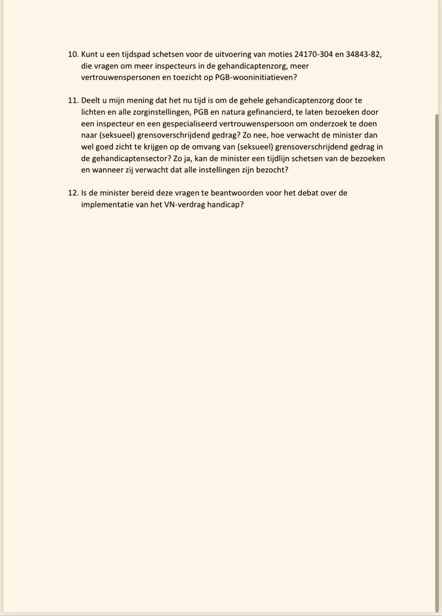 Het Inspectierapport bevestigt helaas ons vermoeden. Het laat óók zien dat de uitvoering van onze voorstellen haast heeft. 

Daarom meteen deze vragen opgesteld.

Mijn oproep: Minister, maak haast! Cliënten in de GGZ en met een beperking verdienen betere bescherming!