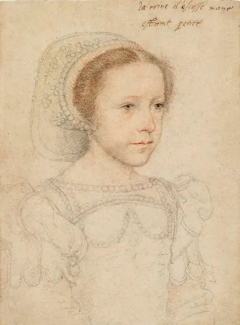 Sketches of Mary Stuart, Queen of Scots by Francois Clouet, aged about 16 and 7.