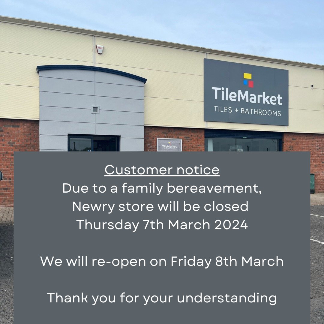 Customer notice:
Due to a family bereavement,
Newry store will be closed 
Thursday 7th March 2024.

We will re-open on Friday 8th March.

Thank you for your understanding.
