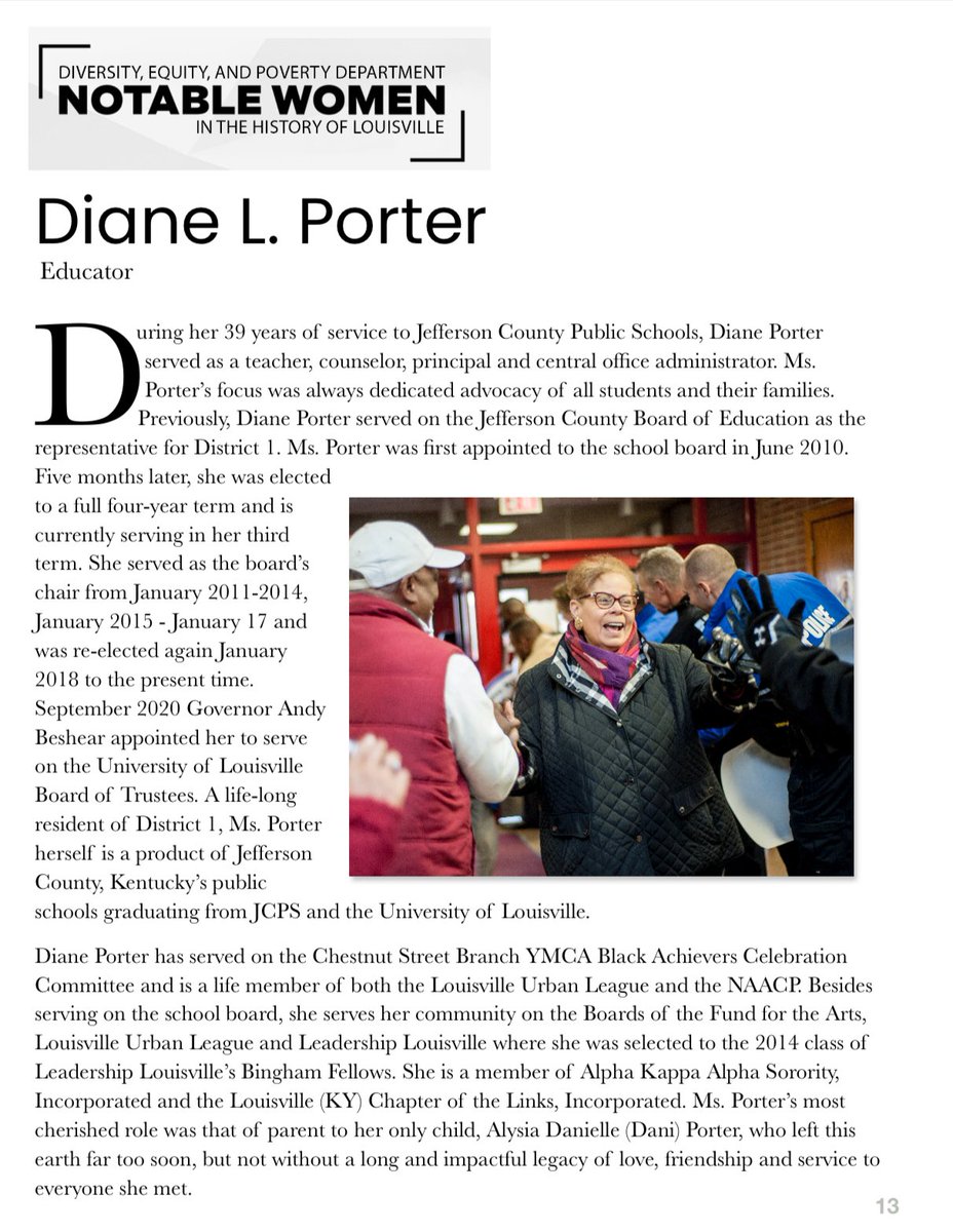 To celebrate Women’s History Month, the March Edition of Envision Equity highlights some notable women in Louisville’s history. Meet Diane Porter, the first African-American woman to chair the Jefferson County Board of Education. #WomenHistoryMonth