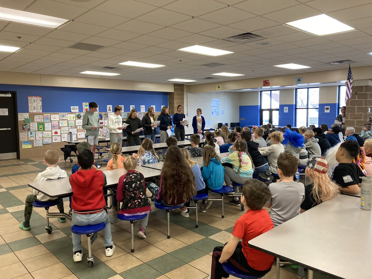 FFA members travelled to the elementary this morning to present MyPlate to third graders! They explained the foods in each food group and where much of that food is produced - connecting agriculture with our food! #AgEdu #TeachAg