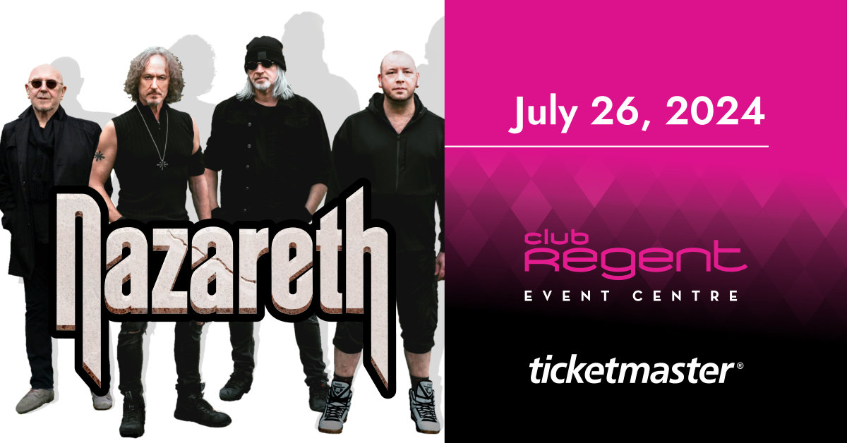 Legendary Scottish rockers NAZARETH are coming to Club Regent Event Centre on July 26, 2024!
 
• Tickets starting at $39 (plus taxes &amp; fees)
• Club Card presale: March 6, 2024
• General on sale: March 7 @ 10AM on Ticketmaster .ca
 
ow.ly/vfbR50QKZwY