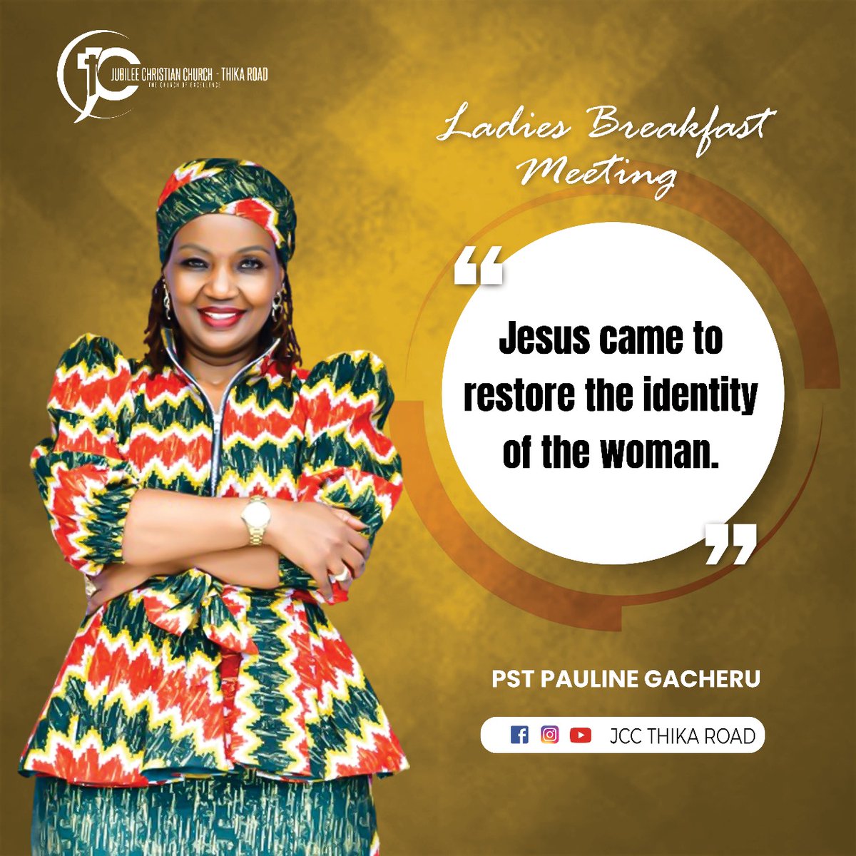 pstpauline_g's tweet photo. John 4:4-30
Your identity as a woman is not pegged on your past, brokenness or failures. Your true identity has it's genesis in the gift of God-Jesus Christ.
See you on Saturday @JccThikaRd. Come expectant to encounter Jesus Christ.
#LadiesBreakfast #WePreachChrist https://t.co/kzDpAexpDg