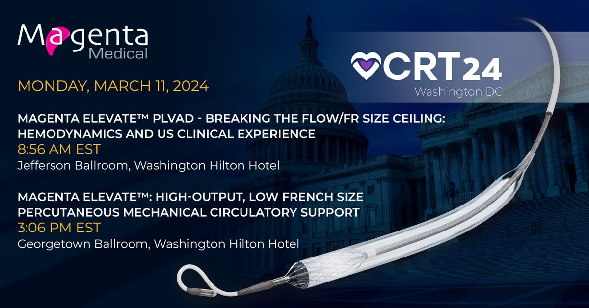 Join us at #CRT2024, for 2 sessions with our CEO, Dr. David Israeli, where we will be showcasing the Elevate™ technology and clinical data. Don't miss out on this chance to be at the forefront of innovation!

* Please note revised schedule for the second session

#MagenaElevate