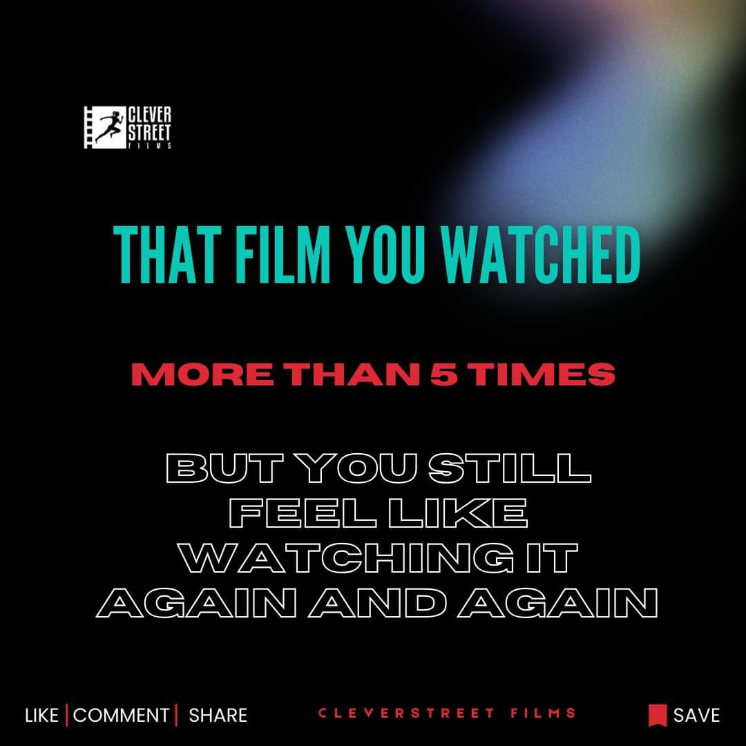 What is your favorite film that you keep on watching over and over again?

Can you share it with us below? 👇

#CleverstreetFilms #Movies #Films #FavoriteFilm #MovieMarathon #FilmFanatic #MovieLover #RepeatViewing #FilmBuff #MovieNight #CinemaObsessed #MustWatch #ClassicFilm