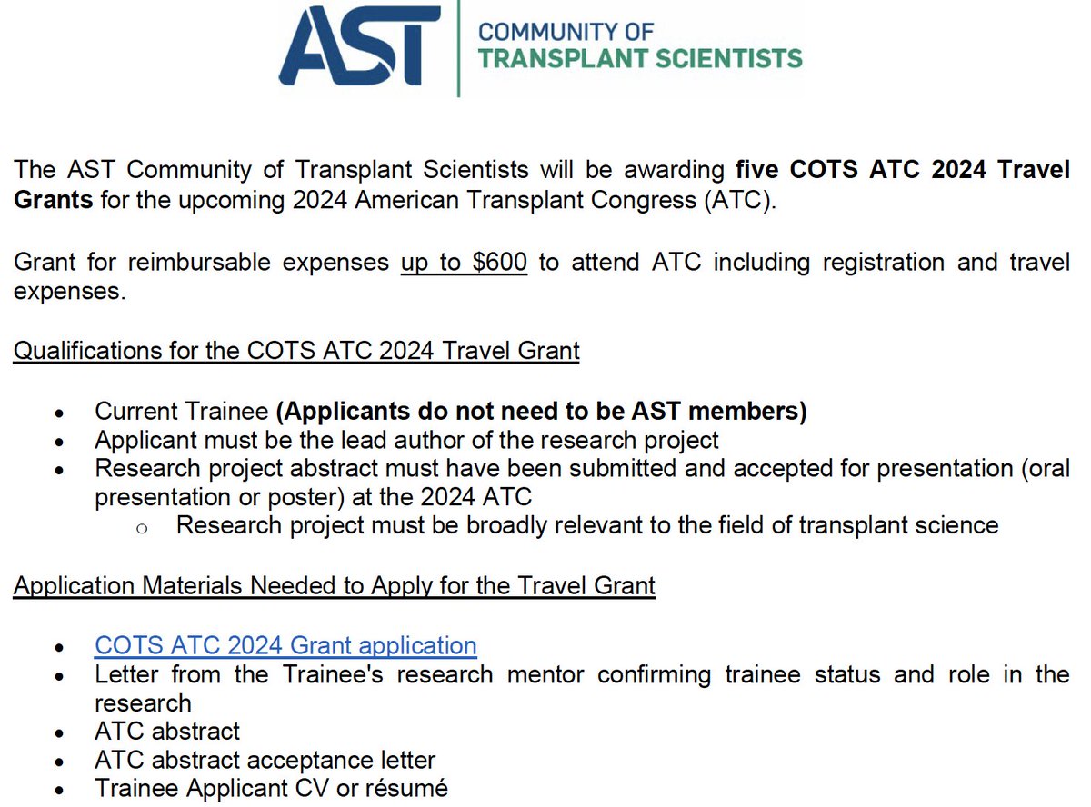 🗣COTS ATC 2024 travel grant applications are now open until March 24th! Apply Soon!