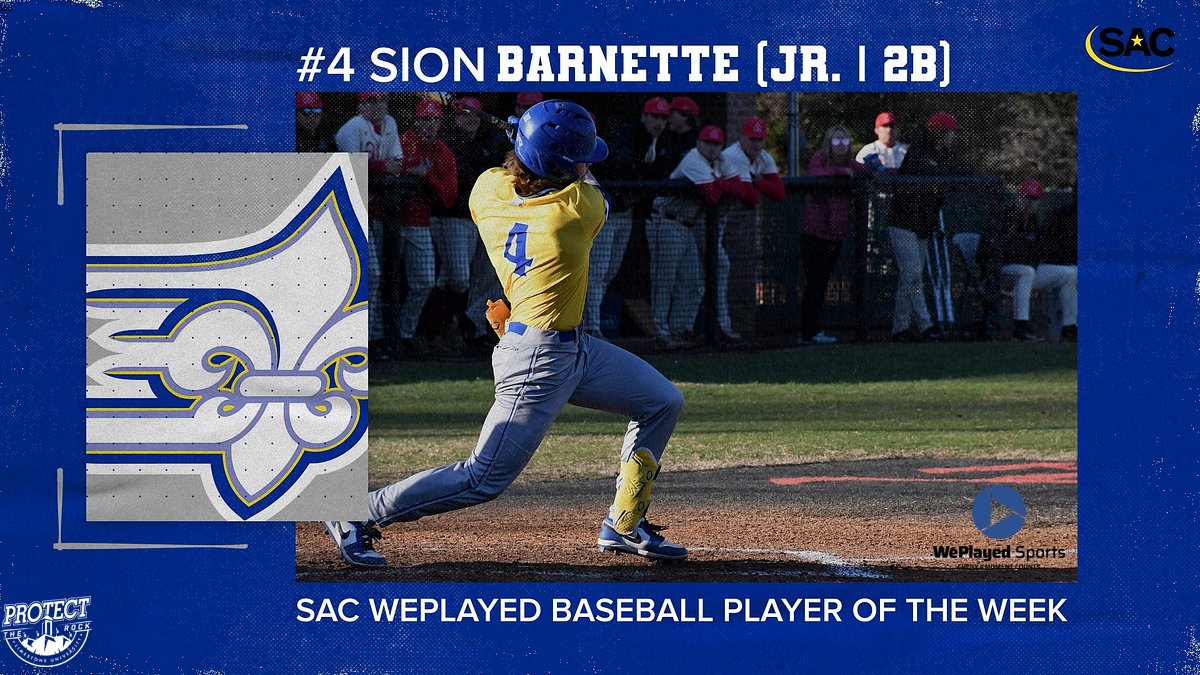 Junior second baseman Sion Barnette of @Limestone_BSB has earned SAC WePlayed Baseball Player of the Week honors after a stellar week that led the Saints to a 5-0 record. ⚾️ #ProtectTheRock #limestONEnation