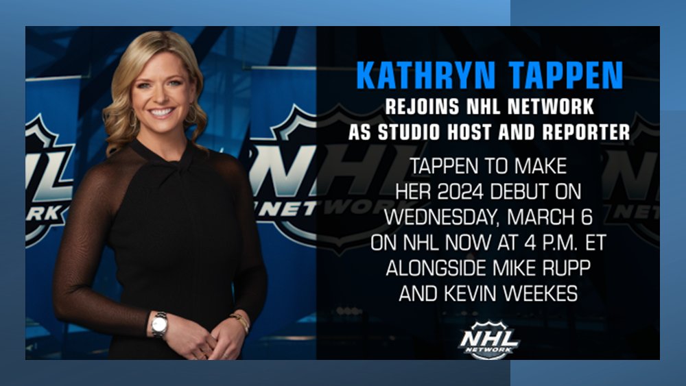 Kathryn Tappen rejoins @NHLNetwork as studio host and reporter. nhl.com/news/kathryn-t…