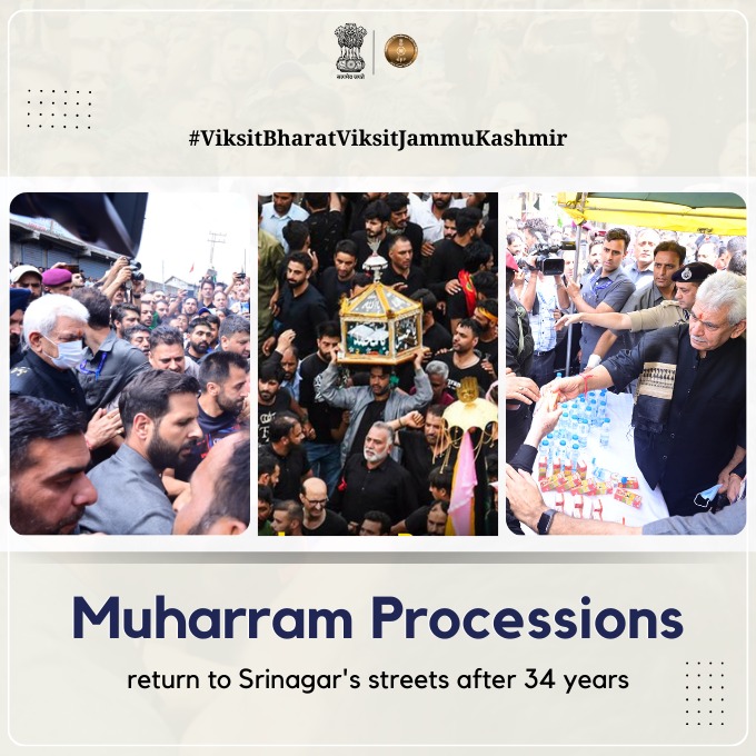 #ViksitBharatViksitJnK Muharram Processions return to Srinagar's streets after 34 years . #PMInKashmir @PMOIndia @HMOIndia @MIB_India @OfficeOfLGJandK @PIB_India @DDNewslive @airnewsalerts @PIBSrinagar @CBCJammuKashmir