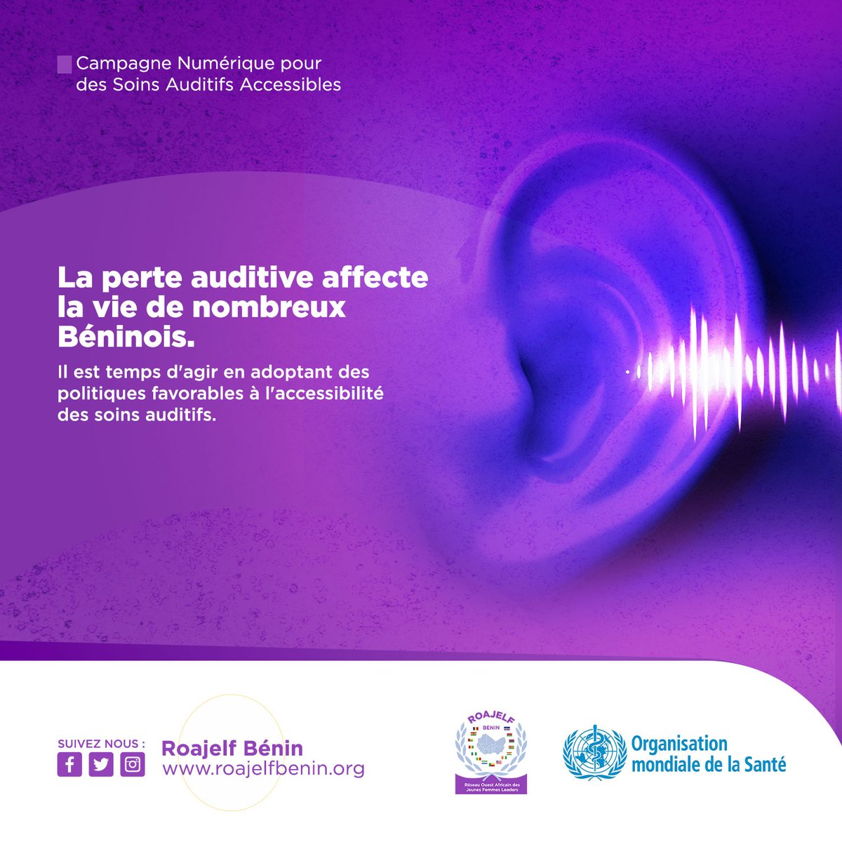 Chaque voix compte, mais que dire quand la voix elle-même est étouffée? Au Bénin, des milliers souffrent de perte auditive sans accès aux soins nécessaires. Un appel à l'action pour l'accessibilité des soins auditifs pour tous! #AuditionPourTous #roajelf229