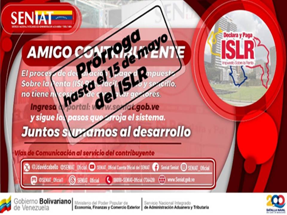 ADUANA_PSAT's tweet image. ¡El momento es ahora! Declara y paga el #ISLR cumple con Venezuela y contribuye con el desarrollo económico de esta Patria Grande.
#JuntosSumamosAlDesarrollo