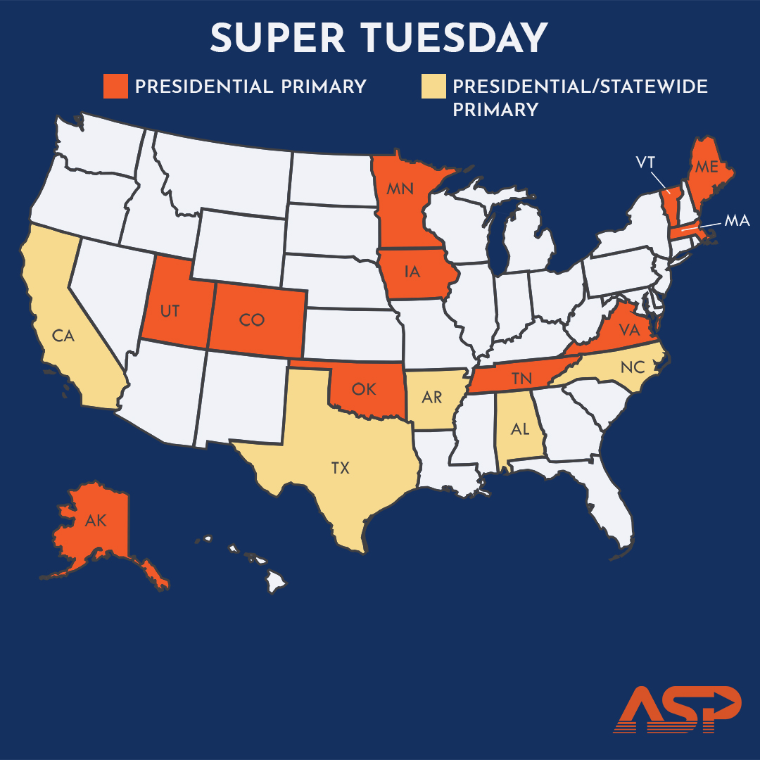 Today is #SuperTuesday in the U.S. and 13 states are holding primary elections while two states and 1 territory are holding primary caucuses. ASP’s Election Hub has all the resources you need in one place. Check out more at the link. 🔗 l8r.it/zdBR
