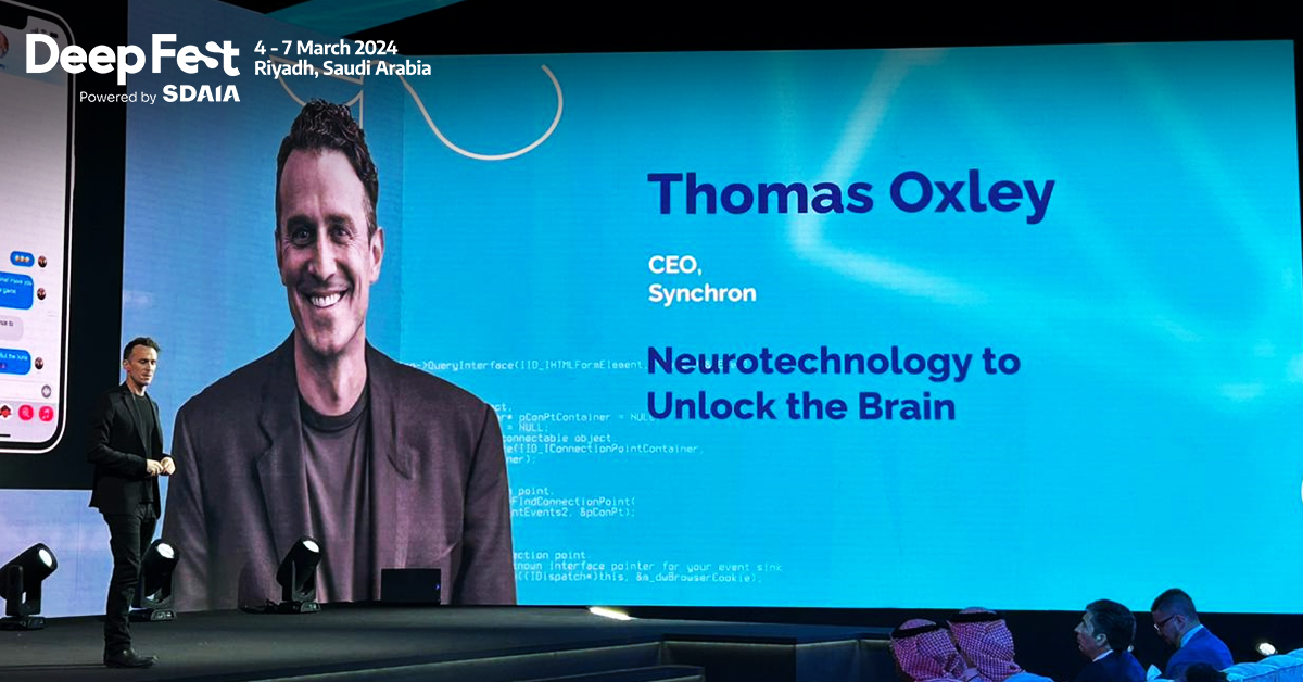 We were joined by Thomas Oxley @tomoxl (CEO, @synchroninc) on the #DeepFest24 stage for his talk on 'Neurotechnology to Unlock the Brain'.