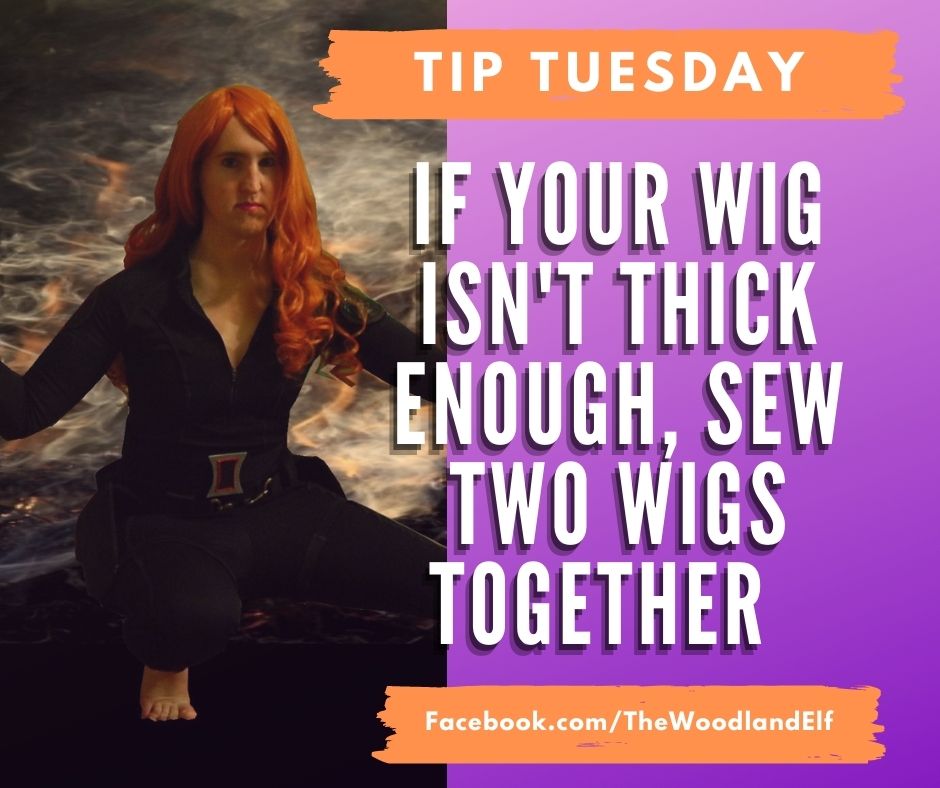 Thewoodlandelf's tweet image. Sew two wigs together, one on top of the other. It’ll add thickness, and the stitch lines will hidden in the wig hair. This is also the perfect technique if you need a two-toned wig for a character, but can’t find one that matches.
#tiptuesday #cosplaytips #wigtips