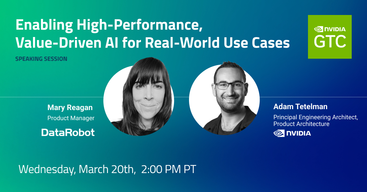We’re excited to see you at <a href="/NVIDIAGTC/">NVIDIA GTC</a> this month!

Don’t miss a hands-on session with practitioners from DataRobot and <a href="/nvidia/">NVIDIA</a> exploring inference and monitoring capabilities designed for #LLMs to build highly-performant, enterprise-grade AI solutions. 

📍Stop by booth #1603 to