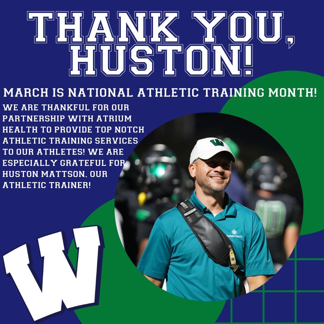 Thank you Huston for all of your hard work and dedication to our athletes and thank you to Atrium Health for the continued partnership to provide athletic trainers in our schools! @AGHoulihan @UCPSNC @UCPSNCAthletics @WeddingtonHSNC