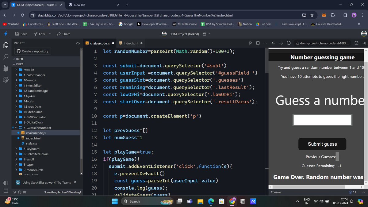 Harsh_twt0's tweet image. Day 4 of #10DaysofCode
-Solved Leetcode POTD
-Solved GFG POTD
-Make another 3 Js small project which includes DOM and bit about events
#HAPPYLEARNING #Connect