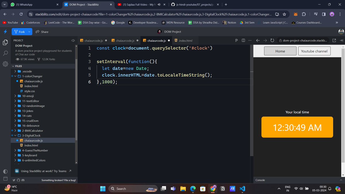 Harsh_twt0's tweet image. Day 4 of #10DaysofCode
-Solved Leetcode POTD
-Solved GFG POTD
-Make another 3 Js small project which includes DOM and bit about events
#HAPPYLEARNING #Connect