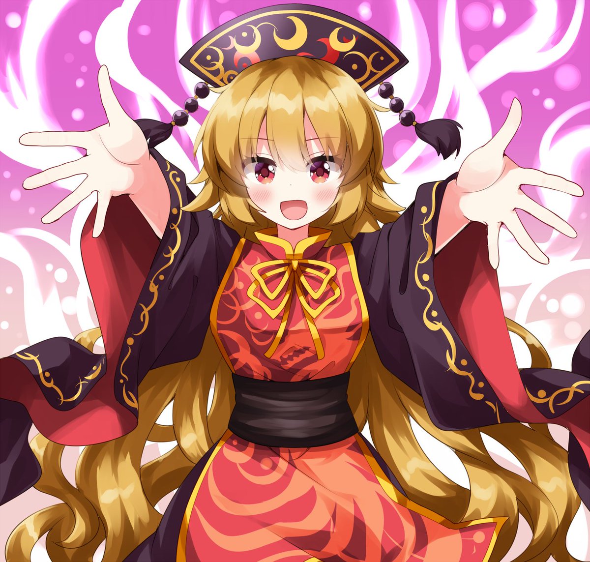 junko (touhou) 1girl solo long hair open mouth wide sleeves tabard smile  illustration images