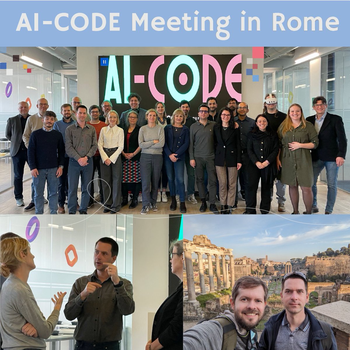 KInIT_sk's tweet image. 🇮🇹 Our researchers @IvanSrba and @robo_moro joined our partners for #AICODE in Rome to discuss the current progress on the project, identified challenges and next steps related to next generation social media. We have a great time in Rome with our partners!🫶