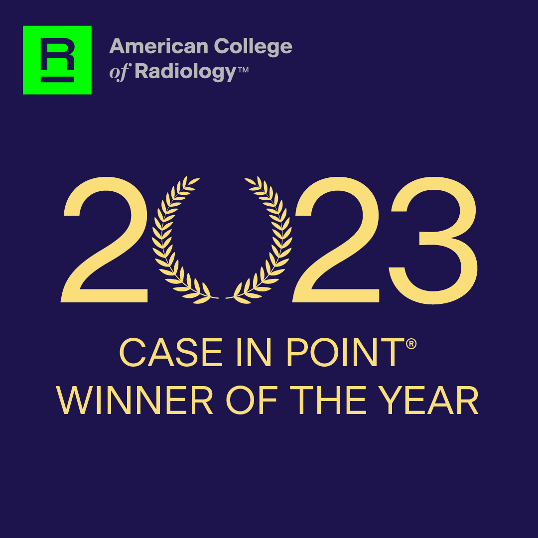 Congratulations to our Case In Point Winner of the Year 🎉 #ACRCaseinPoint allows radiologists to evaluate common findings as well as diseases and conditions that can present in interesting ways. This case is the perfect example 👉 bit.ly/3UYl2SQ