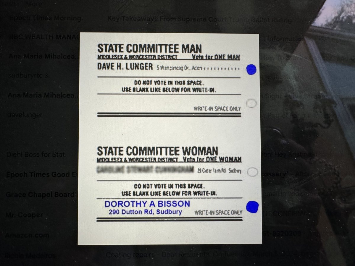 #If you are Republican or Unenrolled and live in the Middlesex and Worcester District please consider voting for my friend Dorothy A. Bisson as a Write-in candidate for State Committee Woman! She will be a fantastic addition to the #MAGOP state committee!