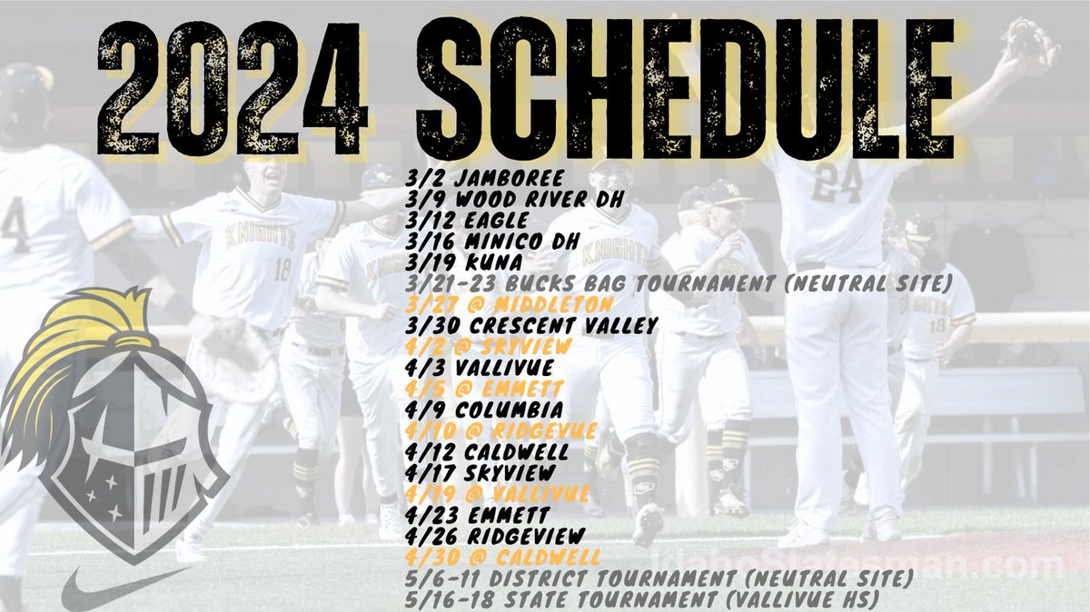2024 Varsity Schedule #GoKnights