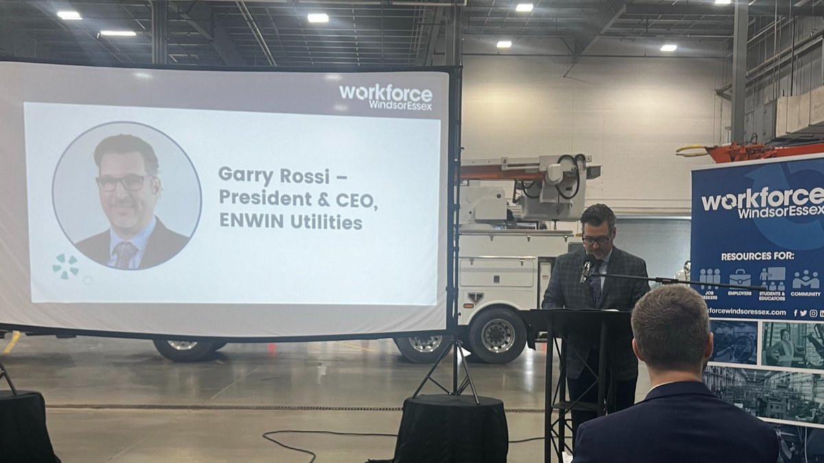 Our Manager of Talent Programs and Engagement, Sam Branton, at the launch of @WorkforceWE's #EV Sector Talent Development, Attraction and Retention Toolkit, at @ENWINUtilities in #YQG.