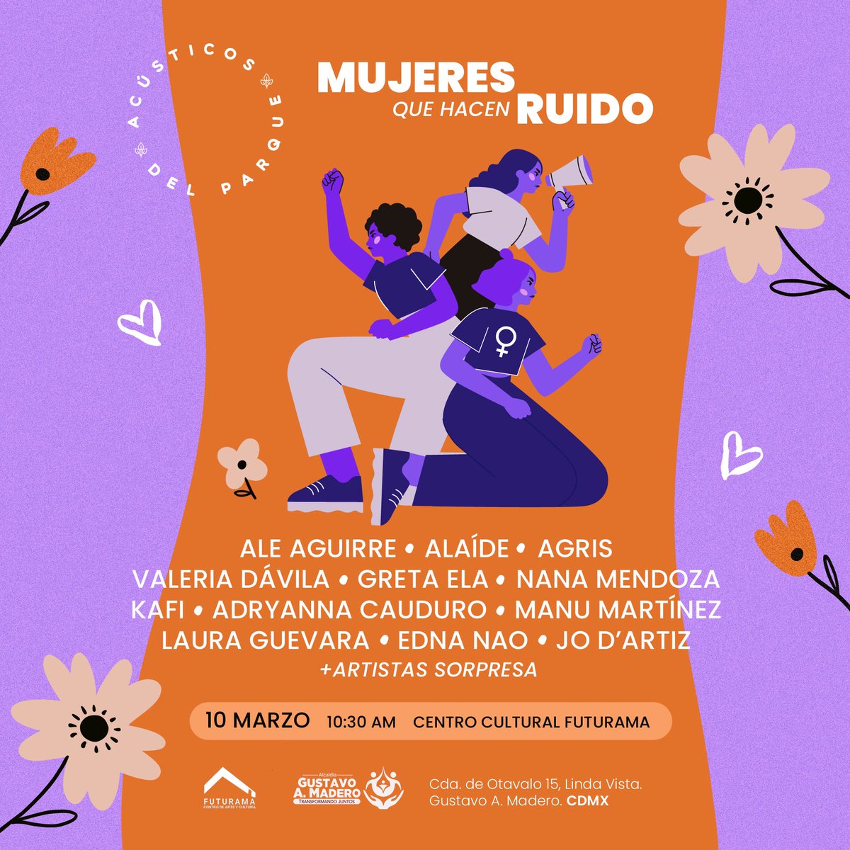 Estamos felices de presentarles el flyer de nuestro próximo Acústico Del Parque 💚💜
En el cual conmemoraremos el 8M al lado de cantautoras poderosas 💜

#AcústicosDelParque #8M #Cantautoras #MujeresQueHacenRuido #8M2024