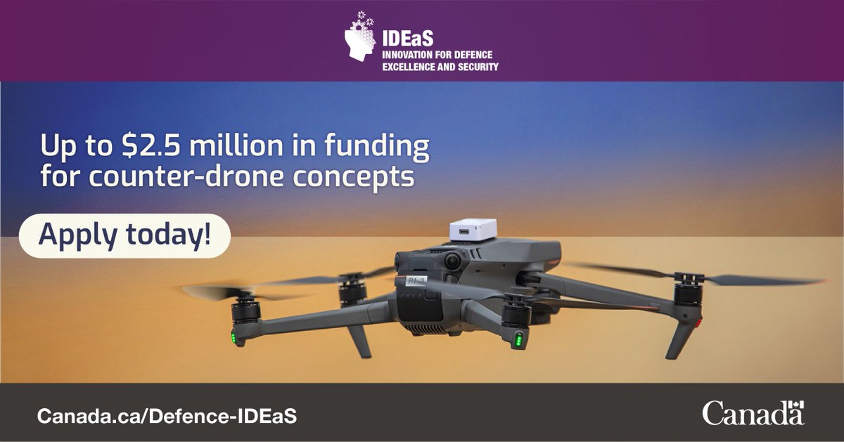 #DefenceIDEaS is funding four Canadian innovators to develop counter-drone concepts. If you have a great idea to detect and defeat drones, we’re now accepting more submissions until April 15.
Apply now: canada.ca/en/department-…