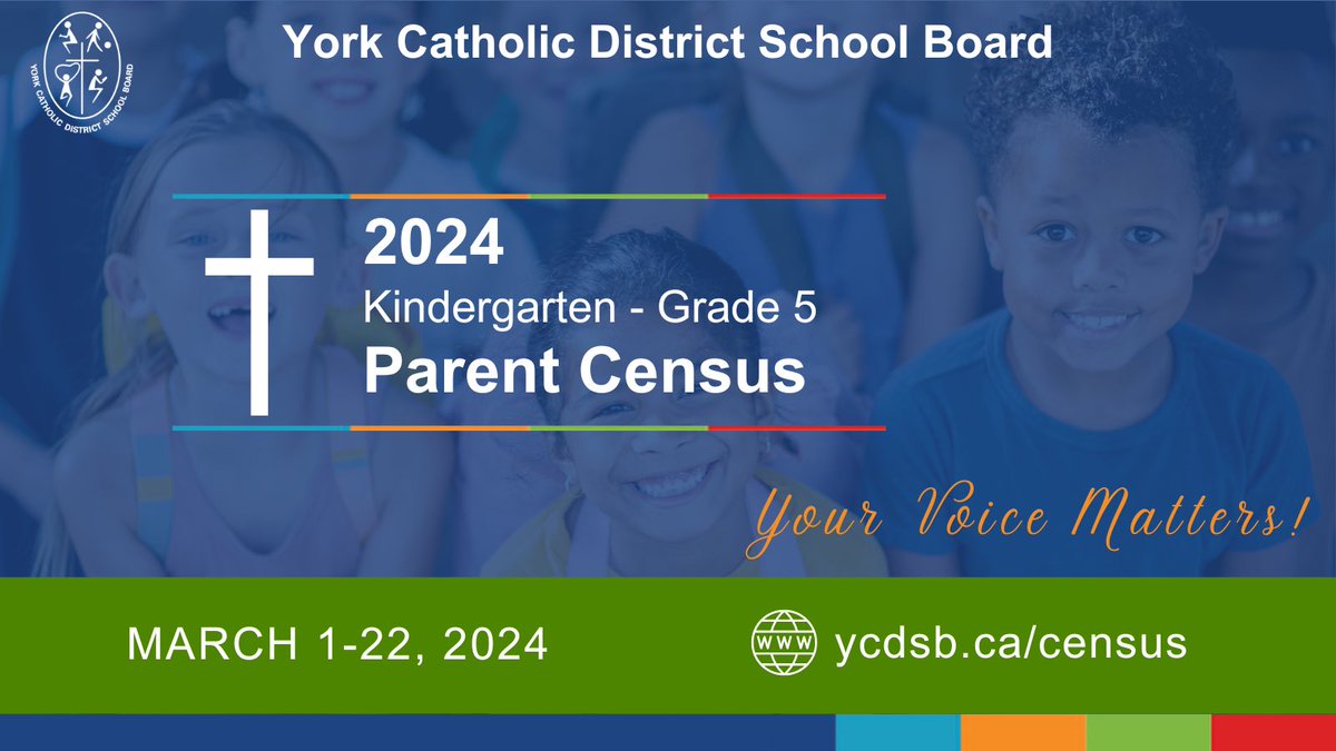 The YCDSB is conducting a voluntary &amp; confidential Parent Census to better understand the backgrounds, experiences and needs of our students &amp; communities.
On March 1, an email containing a unique &amp; secure link was sent to all parents/guardians of kindergarten-grade 5 students.