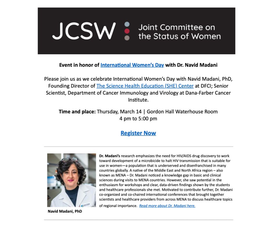 Please join us in person to celebrate International Women's Day with Dr. Madani