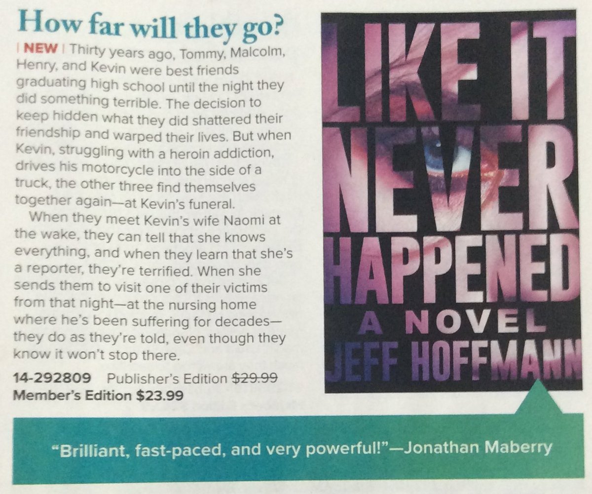 Happy Pub Day! The Literary Guild Loves Jeff Hoffmann’s New Novel! #LikeItNeverHappened @JHoffmannWrites