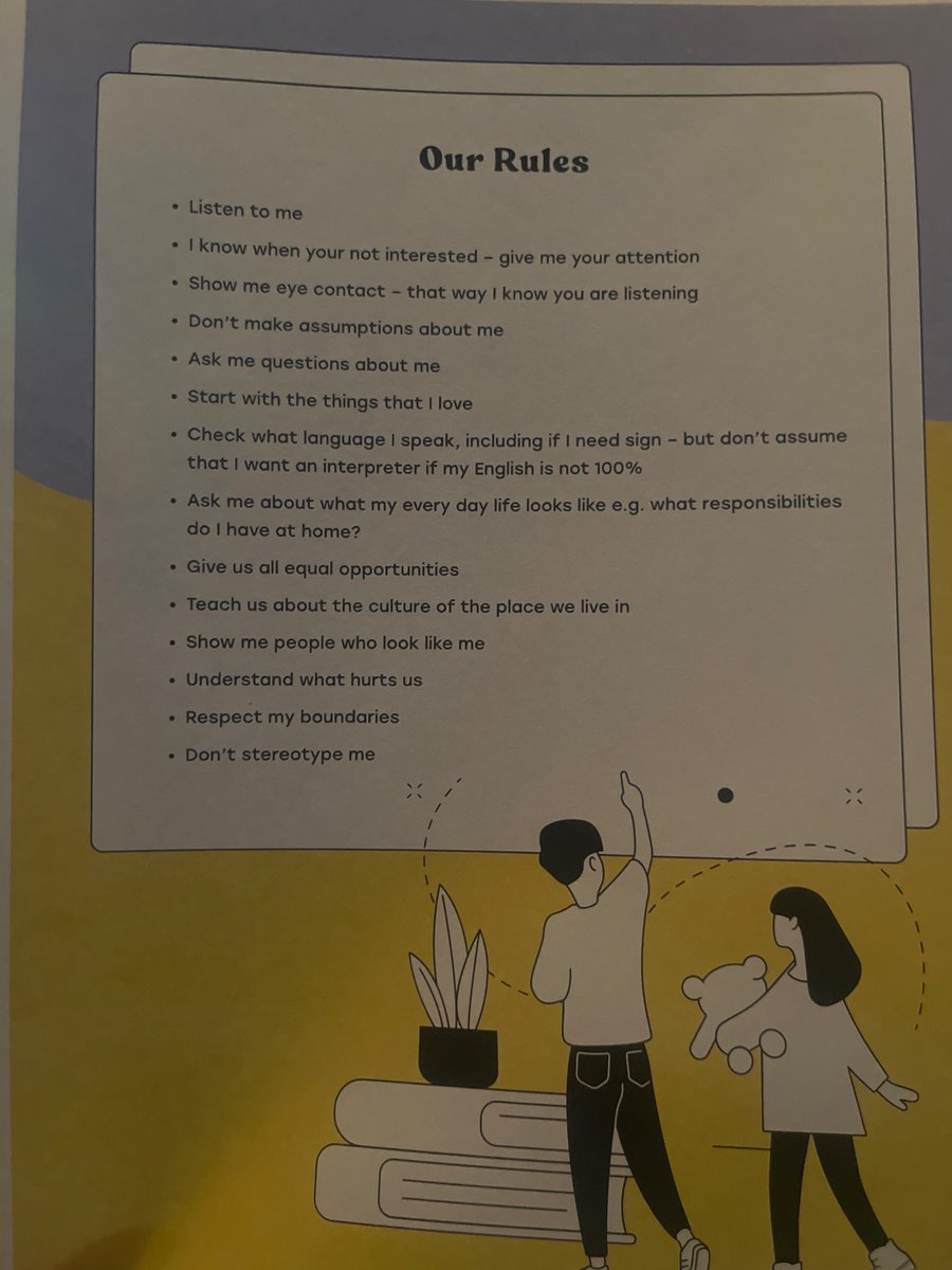 Young people introducing their rules for professionals, including:

- Listen to me 
- Give us equal opportunities 
- Don’t stereotype me
- Ask me what my everyday life looks like 
- Ask me questions about me 

#identityinassessments