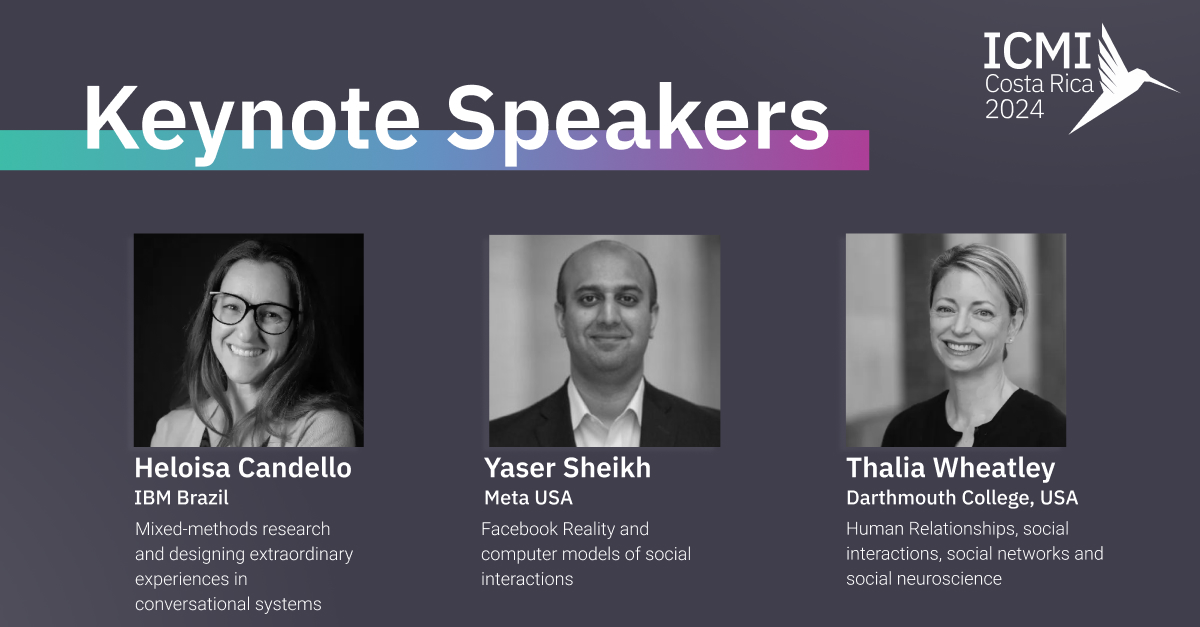 🌟 Exciting News Alert! 🌟 We're thrilled to announce our #keynoteSpeakers for the upcoming event! 🎉 Get ready to be inspired by the incredible insights from @heloisacsp, Yaser Sheikln @subail, and @ThaliaWheatley! 🚀 Don't miss out on this dynamic lineup! #ICMI2024 @HayleyHung