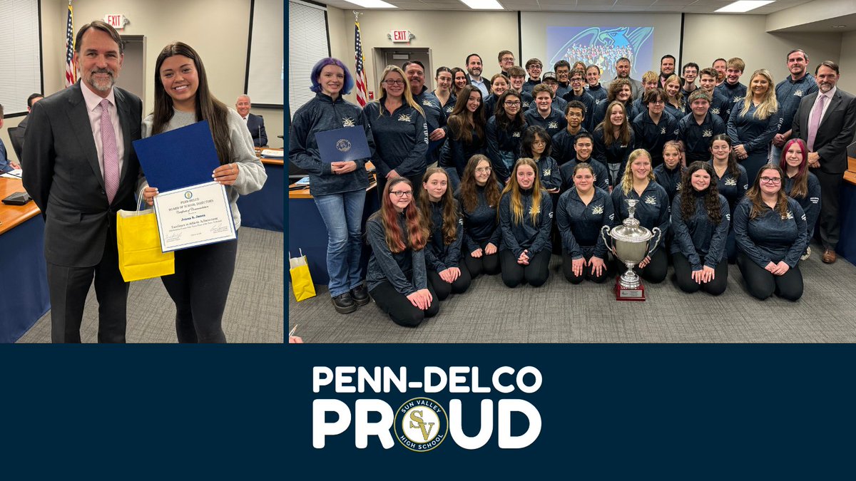 The Board of School Directors honored our DelcoTimes Volleyball Athlete of the Year, Jenna Jones, and the entire 2023 American Open Class Band Champions at our most recent meeting. We are #penndelcoproud!