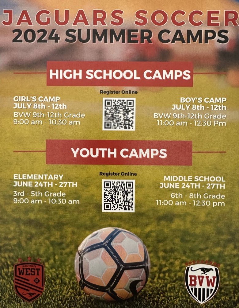 BV West Summer Soccer Camps are now open! Cant wait to see everyone this summer! forms.gle/VUoxE7SrfXZ1FJ…