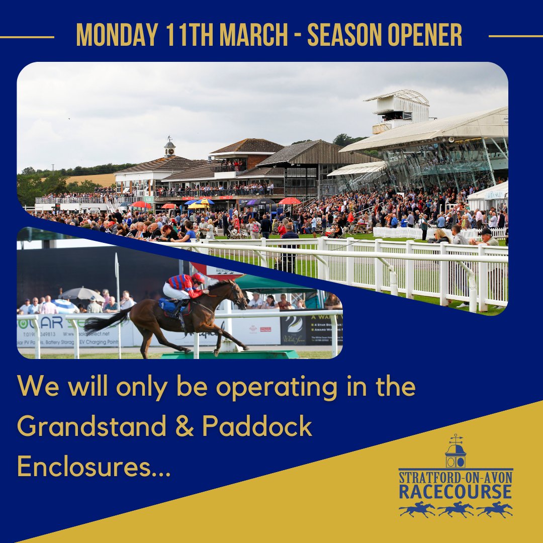 We very much look forward to starting racing again next week. However due to persistent flooding over the winter months the facilities in the centre course will NOT be open. We will only be operating the Grandstand & Paddock Enclosure at a cost of £20 per ticket.