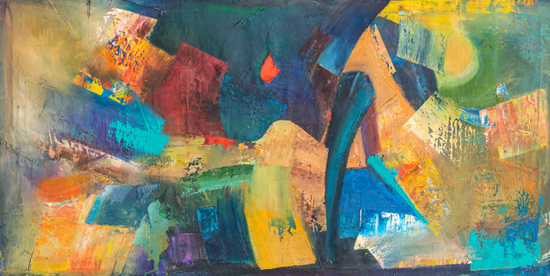 With saturated colors leaping off the surface and textures to wow the most tactile among us, Phil Simon creates abstracts that dance.

Blues
oil on canvas  45x23

#abstractart #fineart #artgallery #saturatedcolors #color #blues #blueandorange