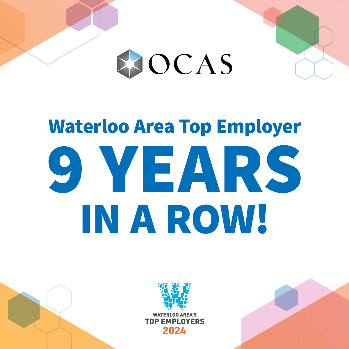 Did you know that OCAS has been one of Waterloo Area’s Top Employers for nine years in a row? It’s an honour to be recognized for our commitment to our employees. To learn more about OCAS and what makes us awesome, please visit ow.ly/gH9t50QL4vG.